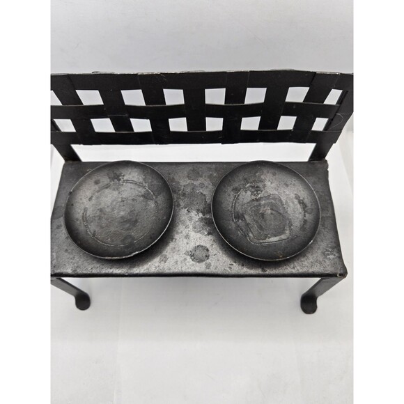 Metal Sculpture Weaved Bench Candle Holder - Picture 6 of 9